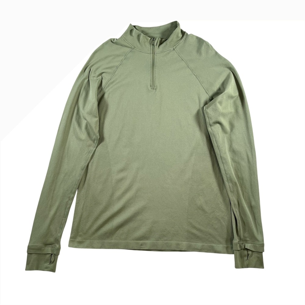 Fabletics Mens Size Large Green 1/4 Zip Long Sleeve Pullover Athletic Shirt
